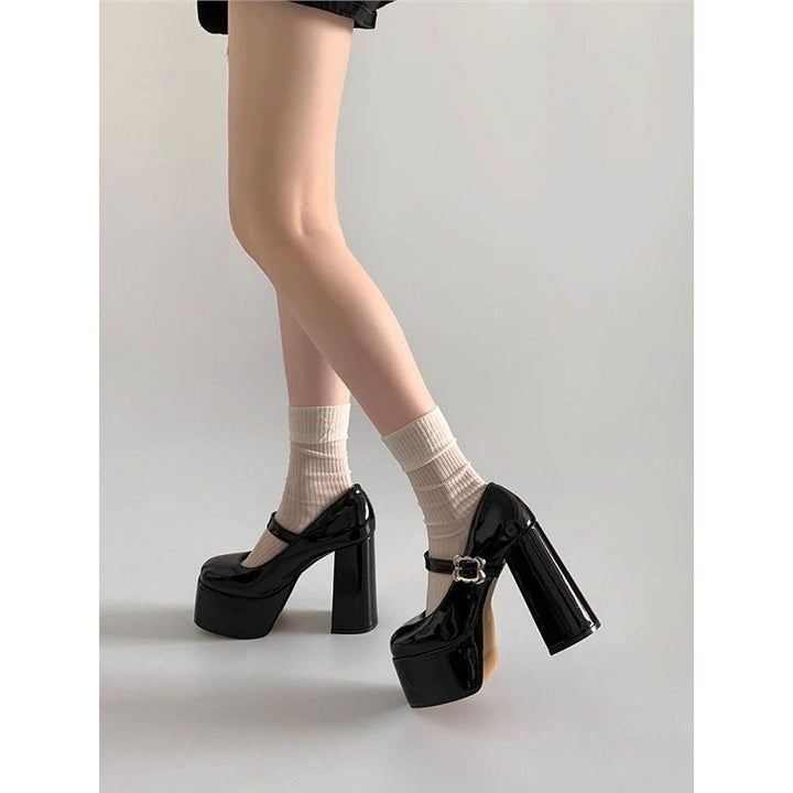 Women's Platform Mary Jane Pumps with High Platform and Sculpted Block Heel Mune Fashion