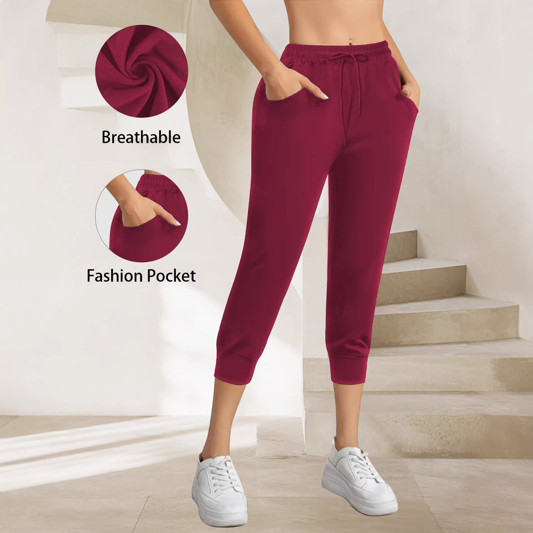 Women's Breathable Ankle Jogger Pants with Drawstring and Pockets Mune Fashion