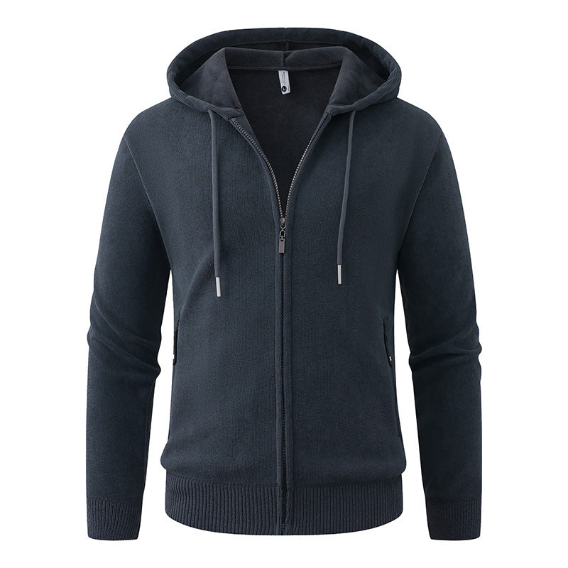 Men's Hooded Fleece Jacket with Full Zip and Ribbed Cuffs Mune Fashion