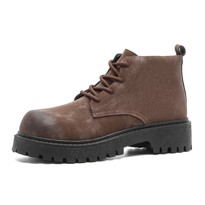 Men's Lace-up Combat Style Boots with Distinctive Tread Sole Mune Fashion