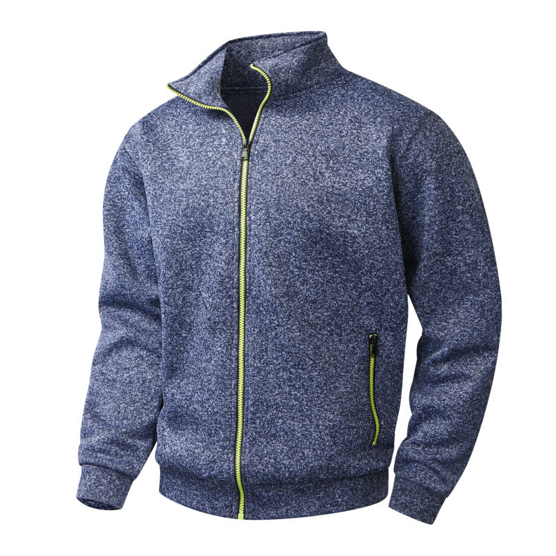 Men's fleece cardigan with full zip, stand collar & neon contrast details Mune Fashion