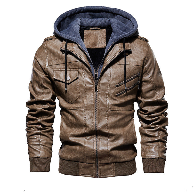 Men's Trendy Leather Jacket with Hood Mune Fashion