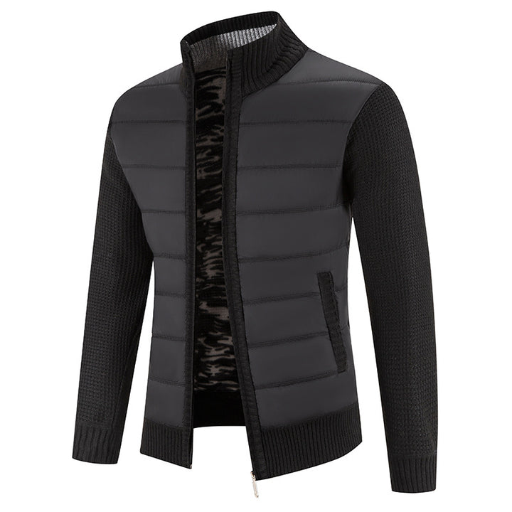Men's nan Hybrid Knit Padded Jacket with Padded Front, Ergonomic Knit Sleeves and High Stand-Up Collar Mune Fashion