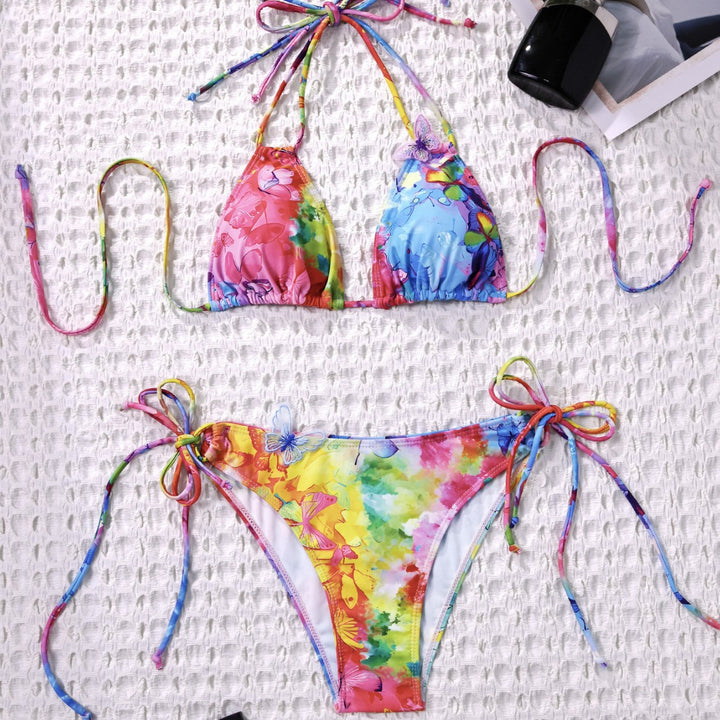 Women's Triangle Bikini with Playful Flower Detail Mune Fashion