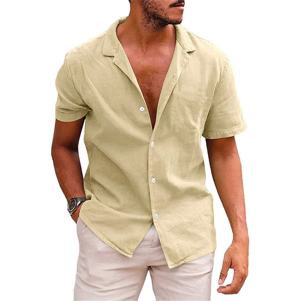 Men's Short Sleeve Leisure Shirt made of Lightweight Linen Mune Fashion