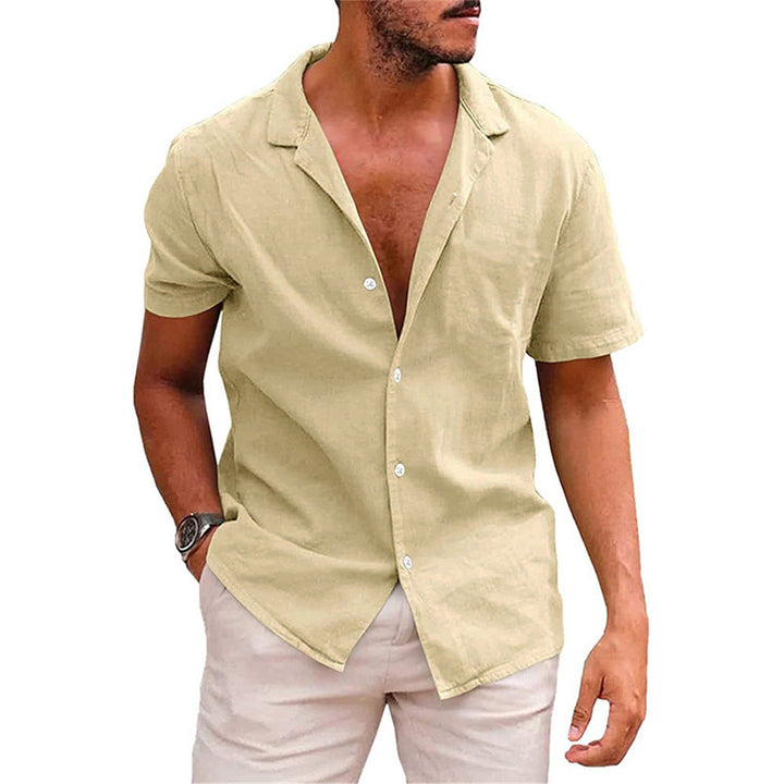 Men's Short Sleeve Leisure Shirt made of Lightweight Linen Mune Fashion