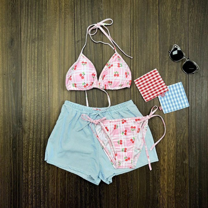 Womens Swimsuit Set with Playful Cherry Motif Mune Fashion