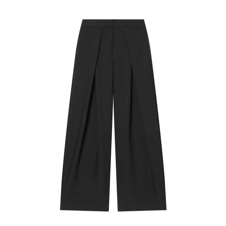 Women's high-waisted pleated trousers with extra wide leg and crease Mune Fashion
