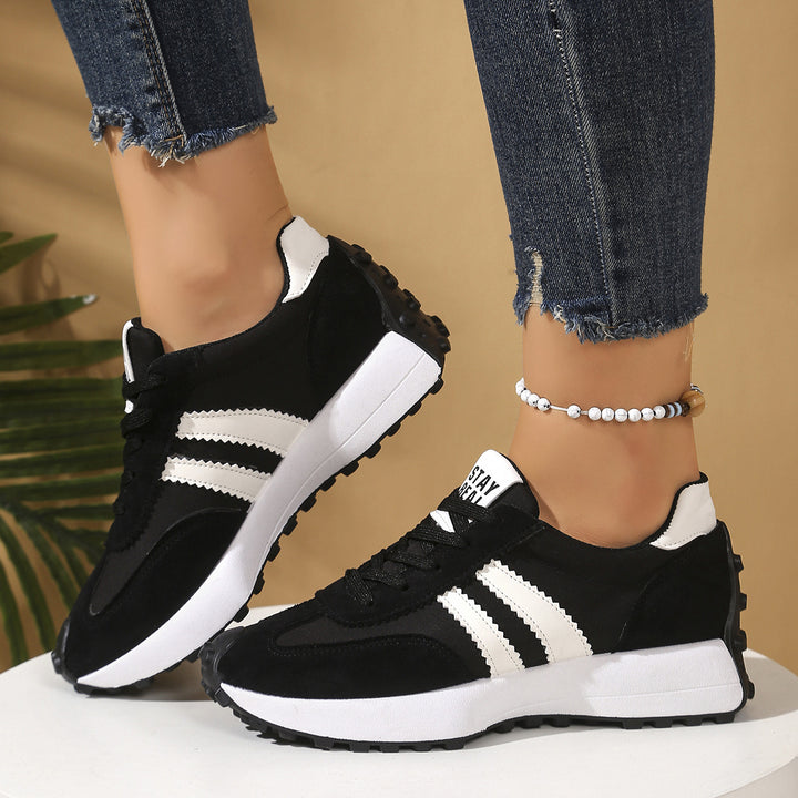 Ladies Retro Platform Sneaker with Velvet and Mesh Mix Mune Fashion