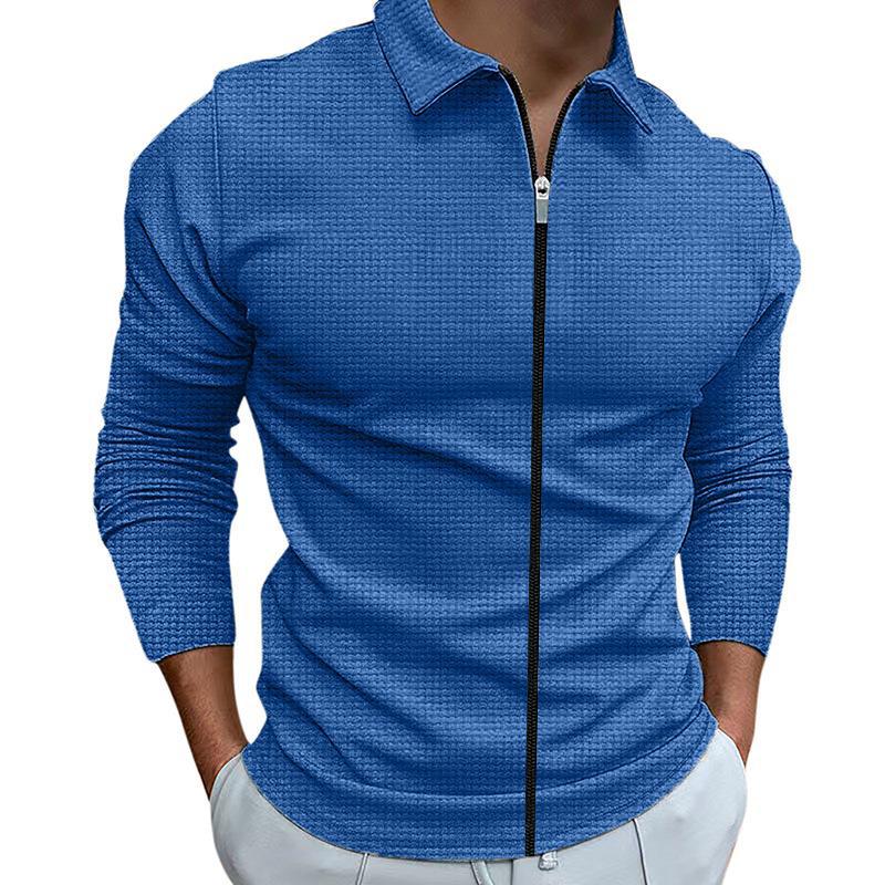 Men's tailored structured shirt jacket with turn-down collar and contrasting center zipper Mune Fashion