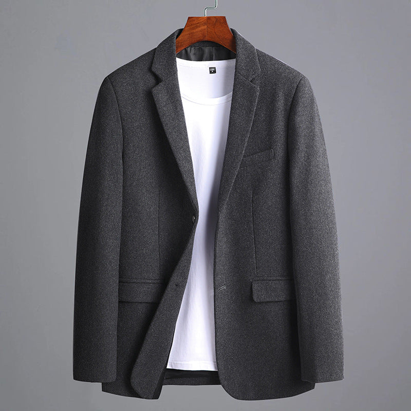 Men's Modern Wool Blend Slim Fit Blazer with One Button and Flap Pockets Mune Fashion
