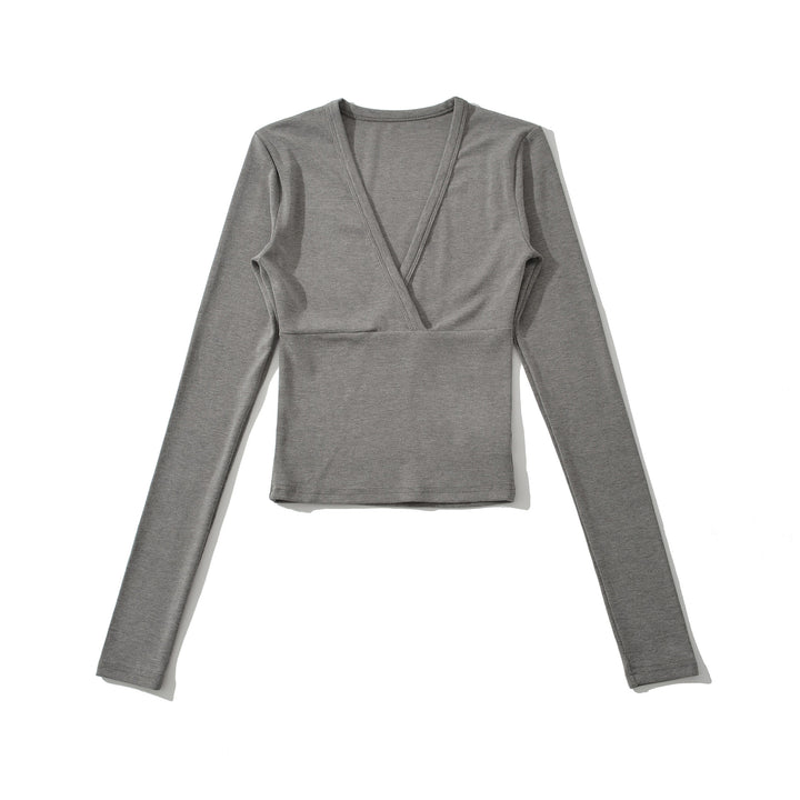 Women's wrap shirt with V-neck and fitted dividing seam Mune Fashion