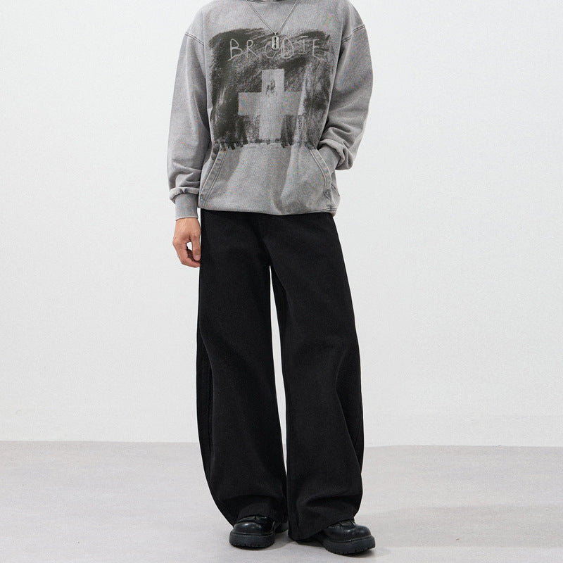 Men's Ultra-Wide Cotton Twill Palazzo Pants with Flowing Oversize Silhouette Mune Fashion