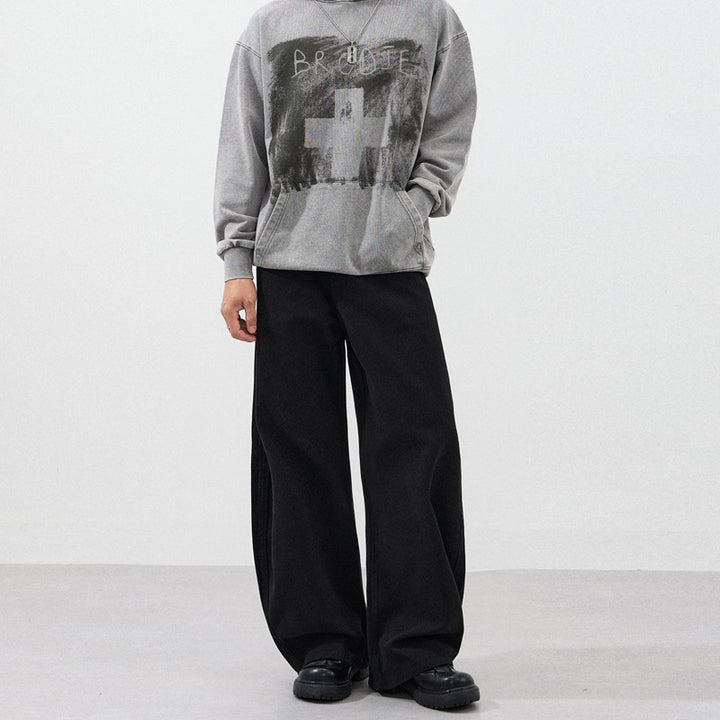 Men's Ultra-Wide Cotton Twill Palazzo Pants with Flowing Oversize Silhouette Mune Fashion
