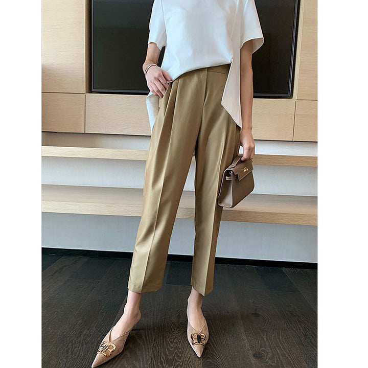 Women Elegant High-Waisted Fabric Trousers Drune