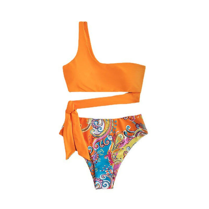 Women's two-piece swimsuit with asymmetric design and trendy tie band Mune Fashion