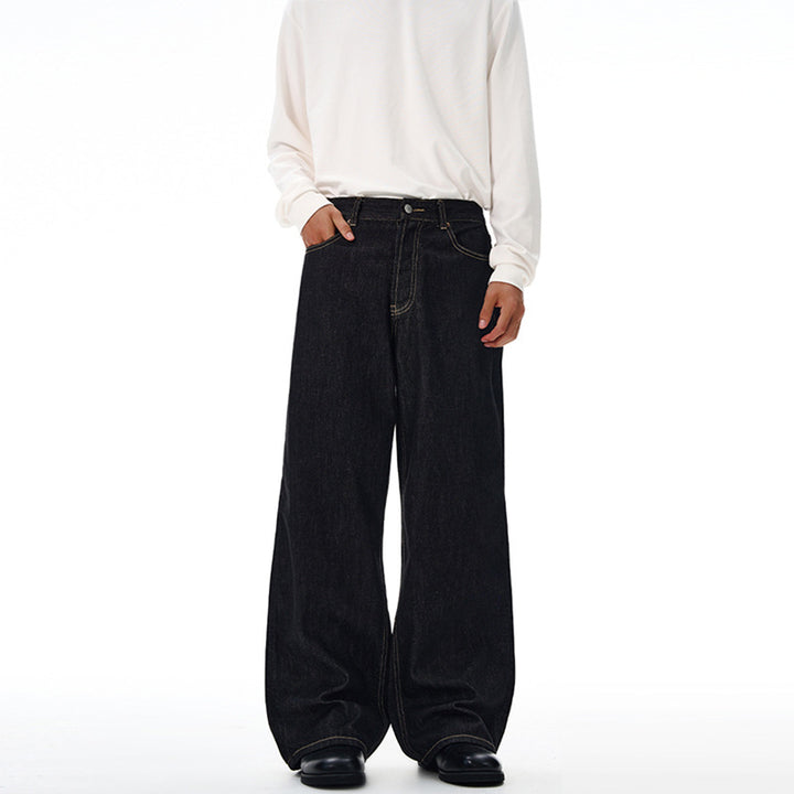 Men's Extra Wide Denim Palazzo Pants with High Waist and Extended Hem Mune Fashion