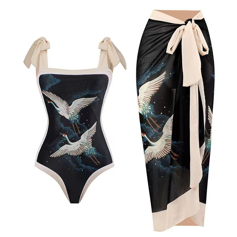 Women's one-piece swimsuit with asymmetrical cut and elegant palazzo pants Mune Fashion