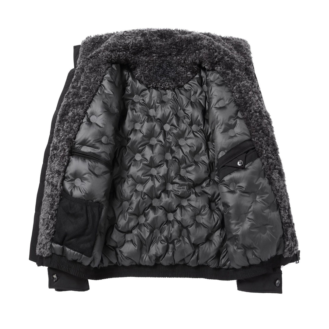 Men's short-cut thermal bomber jacket with high teddy collar Mune Fashion