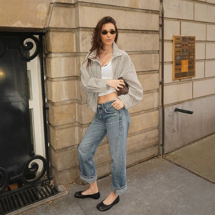 Ladies Oversized Check Shirt Jacket with Boxy Cut Mune Fashion