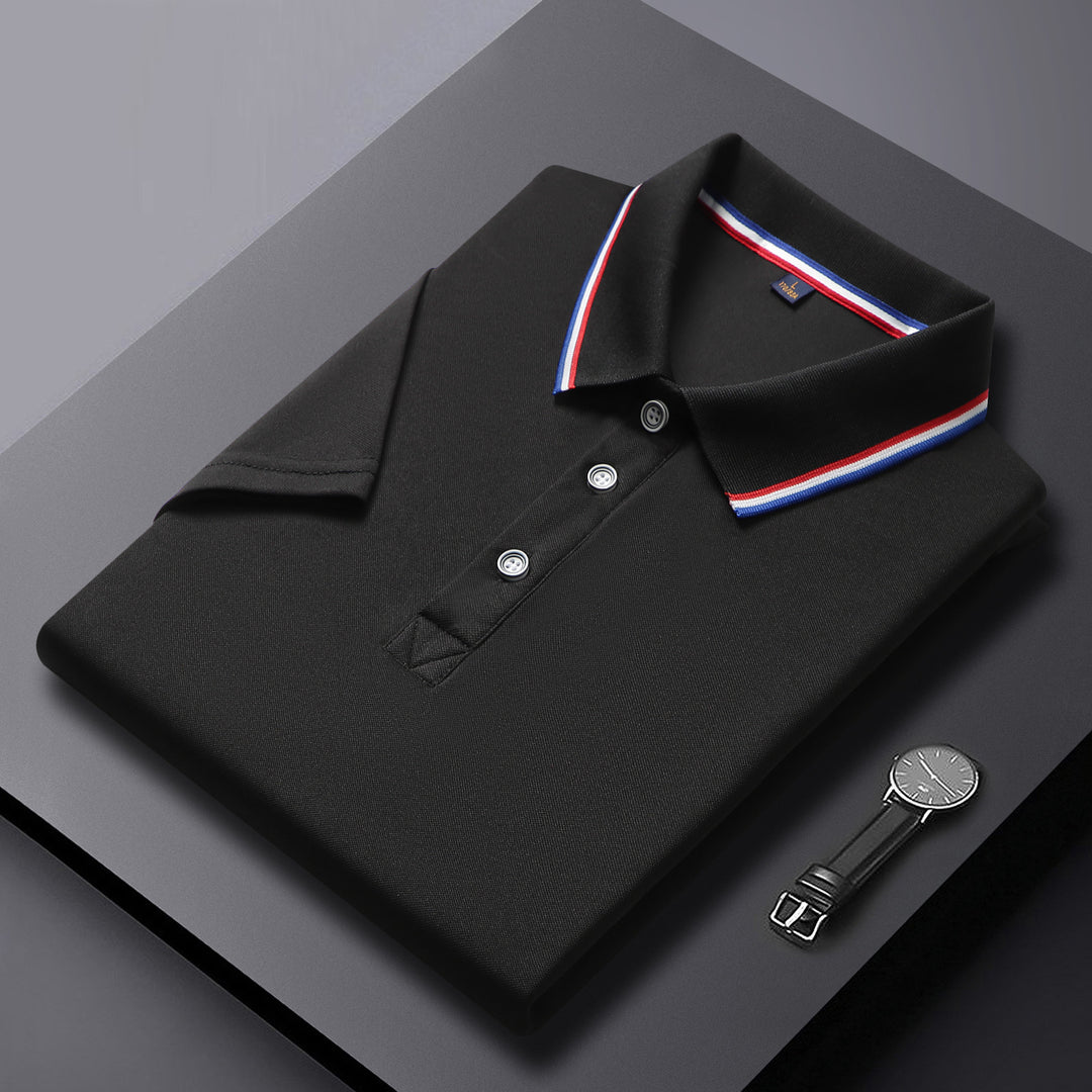 Men's breathable piqué polo with contrast stripes on the collar Mune Fashion