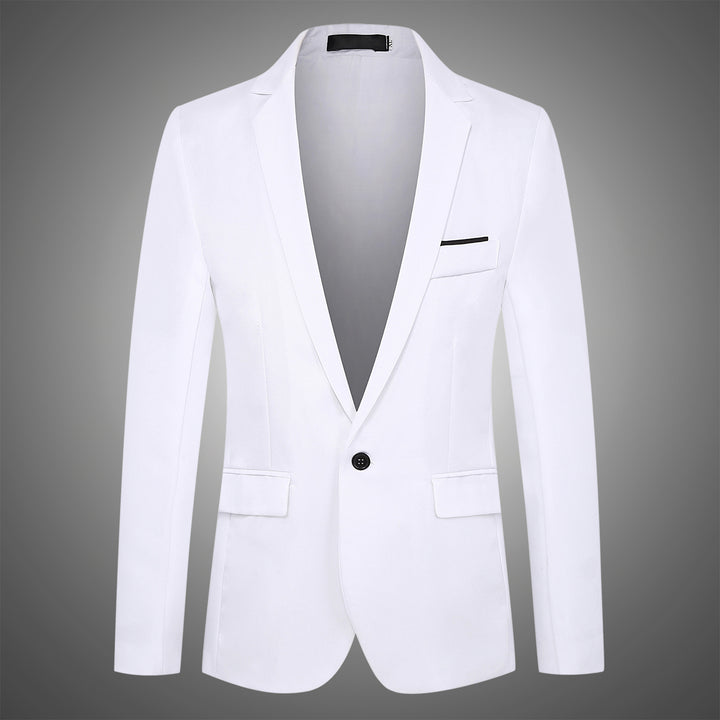 Men's fitted satin blazer with slim silhouette, notch lapel and decorative chest piping Mune Fashion