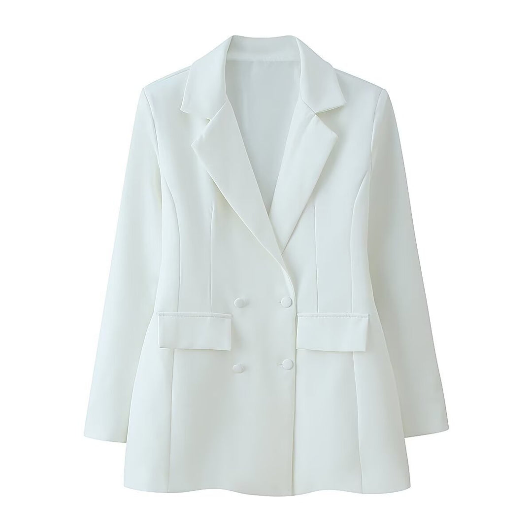 Women's tailored double-breasted blazer with patch pockets and Viennese seams Mune Fashion