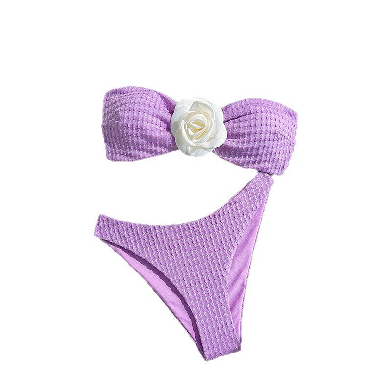 Women’s bandeau bikini set with decorative floral detail Mune Fashion