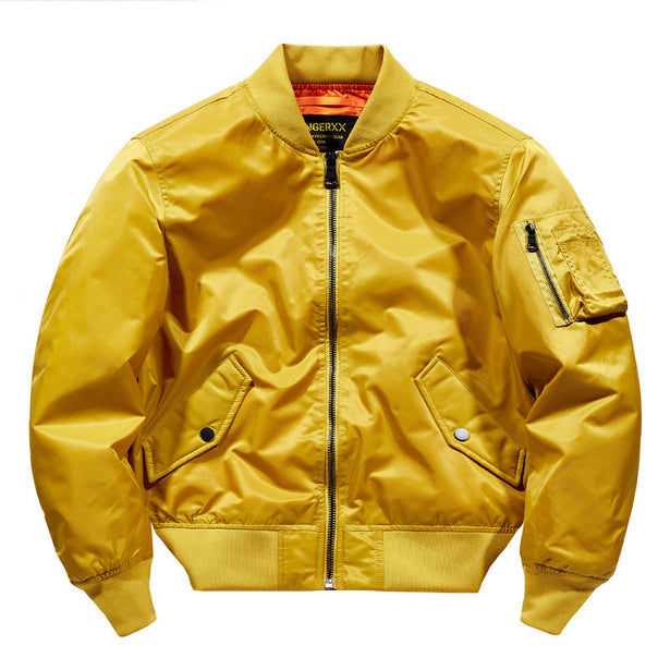 Men's Short Cut Nylon Pilot Bomber with Hidden Inner Pockets and Arm Pocket Mune Fashion