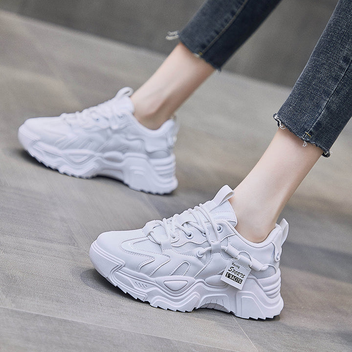 Women's chunky sports sneakers with extra high profile sole and breathable mesh lining Mune Fashion