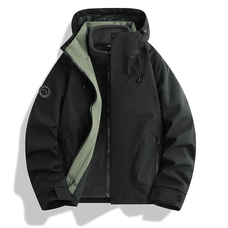 Men's waterproof softshell jacket with hood and fleece lining Mune Fashion