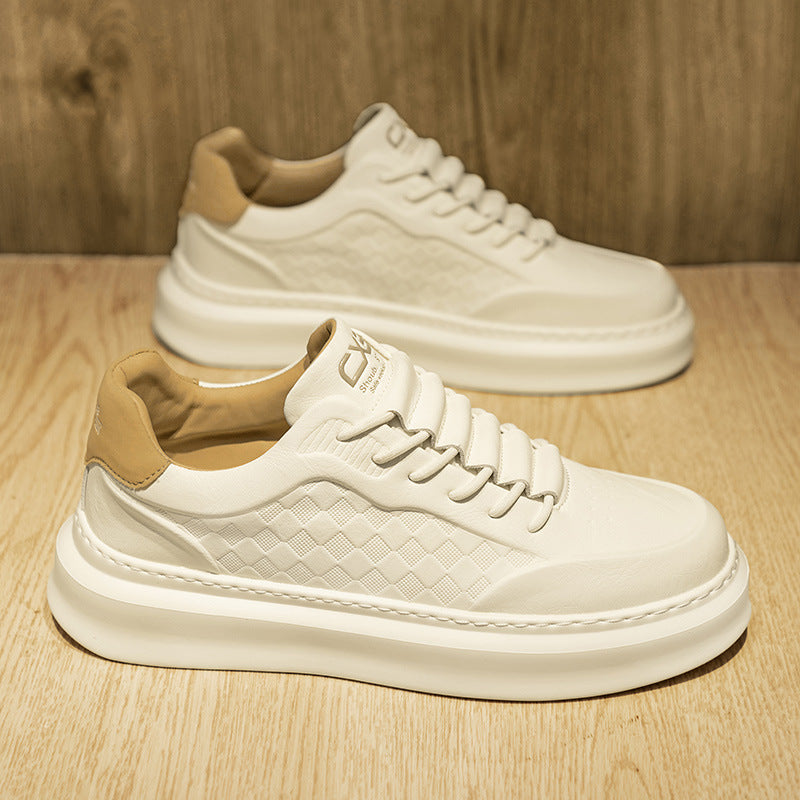 Men's Voluminous Low-Top Platform Sneakers with Embossed Honeycomb Texture Mune Fashion