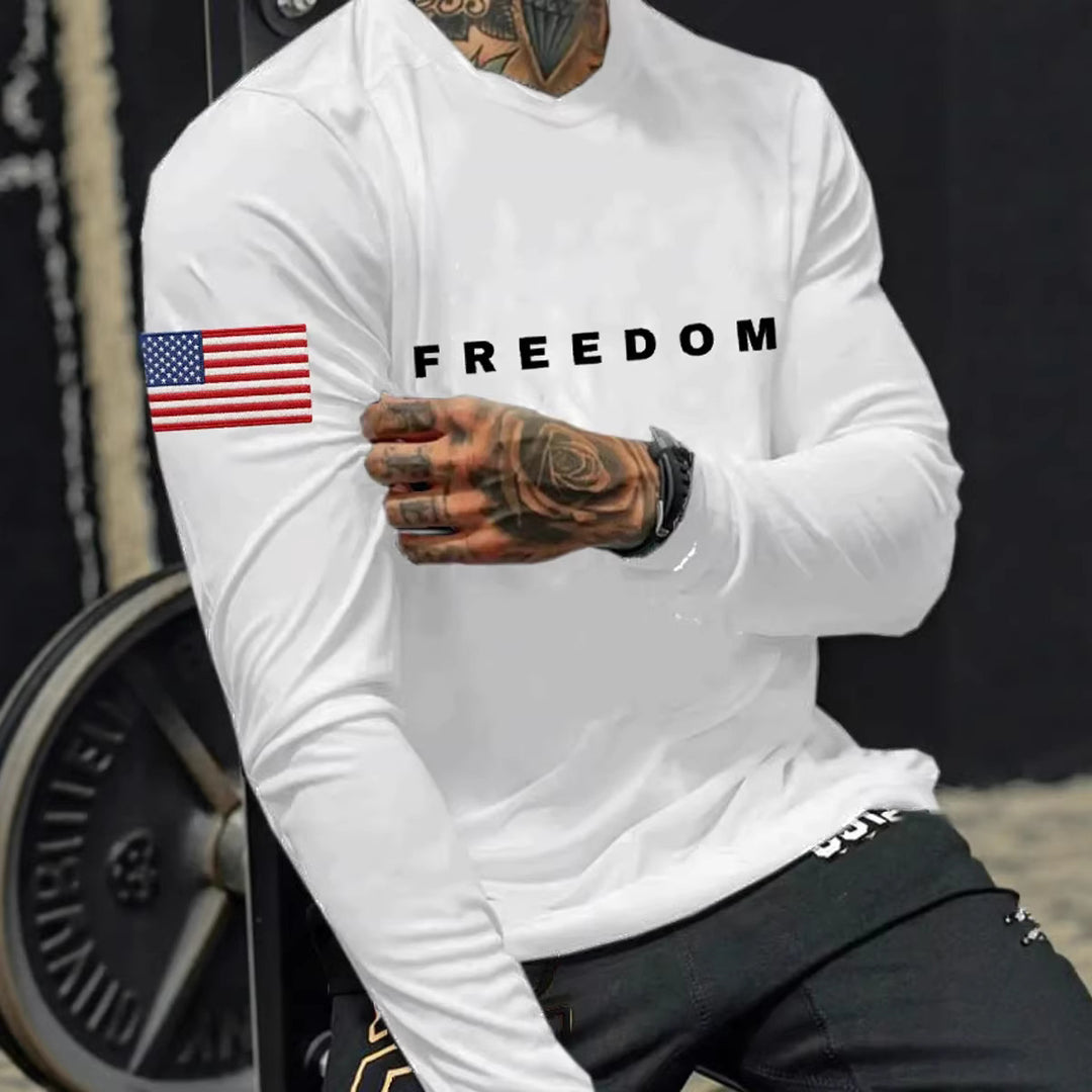 Men's Long Sleeve Shirt with American Flag Design Mune Fashion