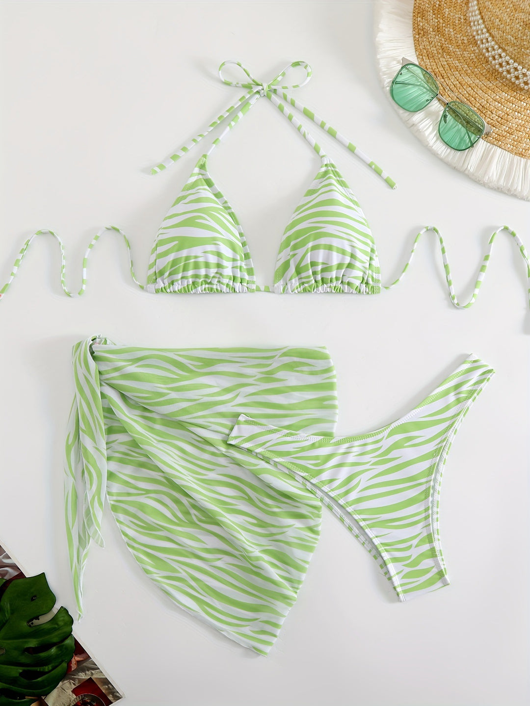 Women's Triangle Bikini Set with fashionable wrap tunic Mune Fashion