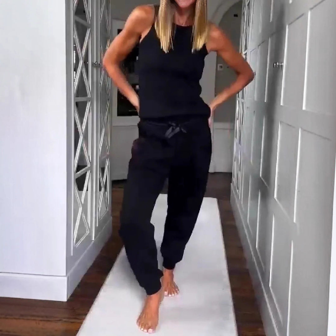 Women's urban jersey two-piece set with dropped shoulder and high-cut cord jog pant Mune Fashion