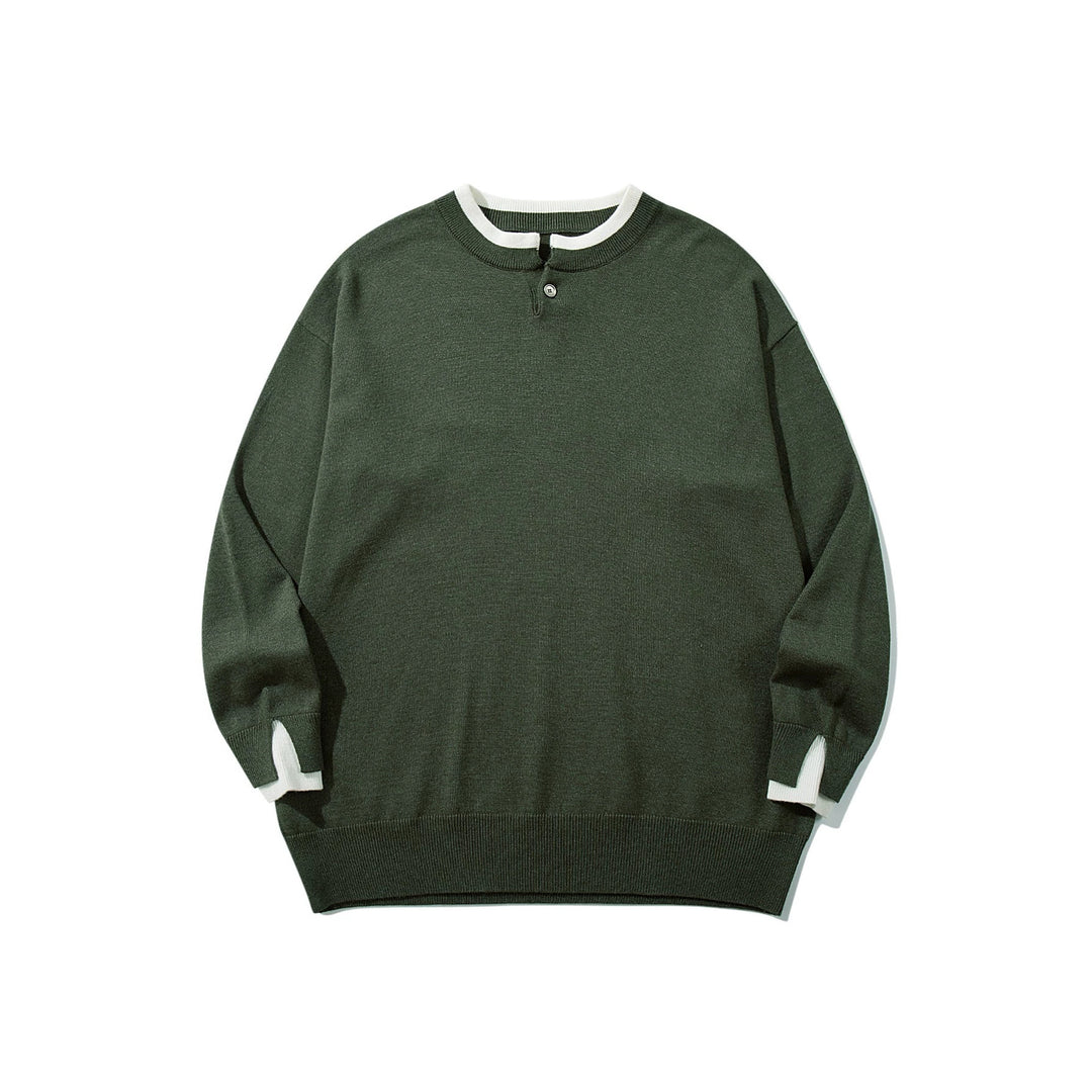 Unisex Oversized Knit Sweater with Short Henley Button Placket and Thumbhole Cuffs Mune Fashion