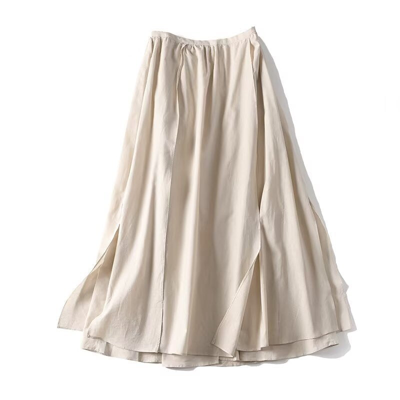 Women's maxi skirt with elastic waistband, wide tiers and side slits Mune Fashion