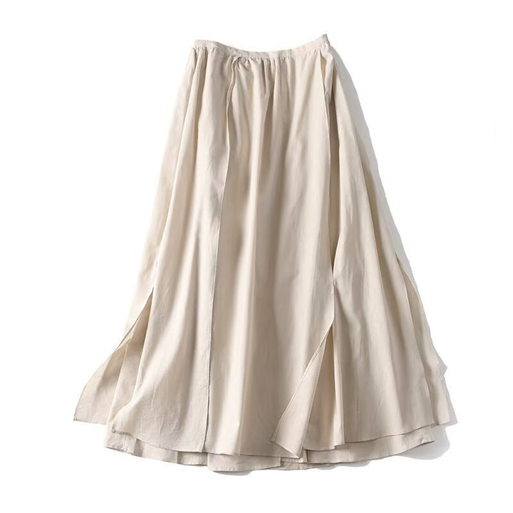 Women's maxi skirt with elastic waistband, wide tiers and side slits Mune Fashion