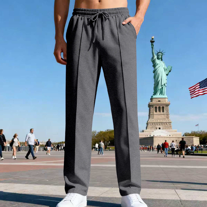 Men's casual-elegant pleated sweatpants with crease, elastic drawstring waistband and side pockets Mune Fashion