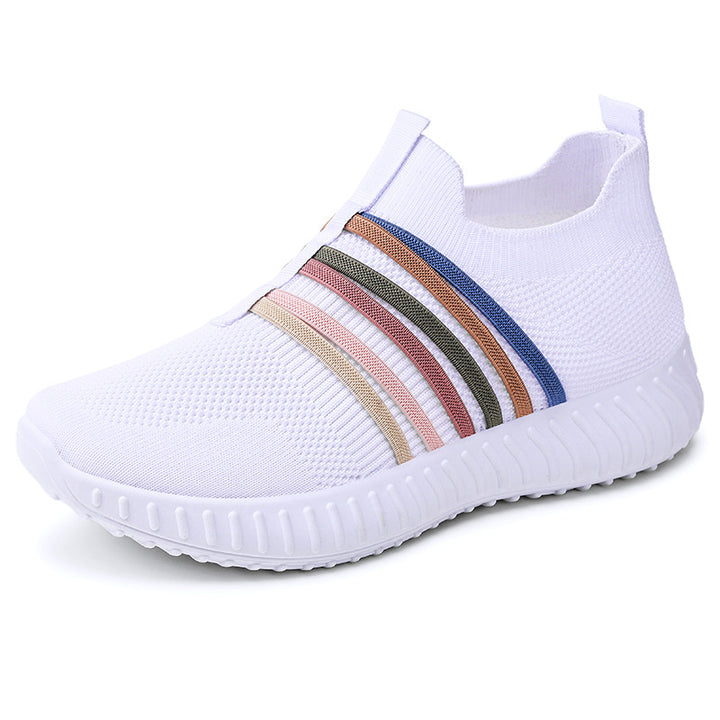 Women's lightweight knitted slip-on sneakers with elastic decorative bands and cushioning EVA outsole Mune Fashion