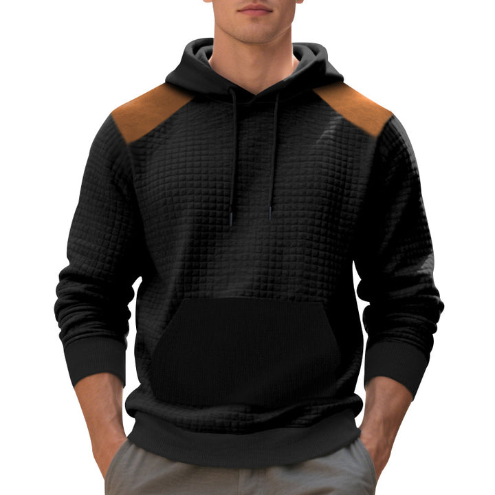 Men's urban waffle knit hoodie with kangaroo pocket and trim Mune Fashion