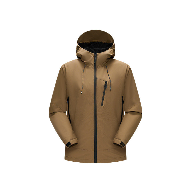 Men's Water-Repellent Softshell Jacket with Adjustable Hood and Slanted Chest Pocket Drune