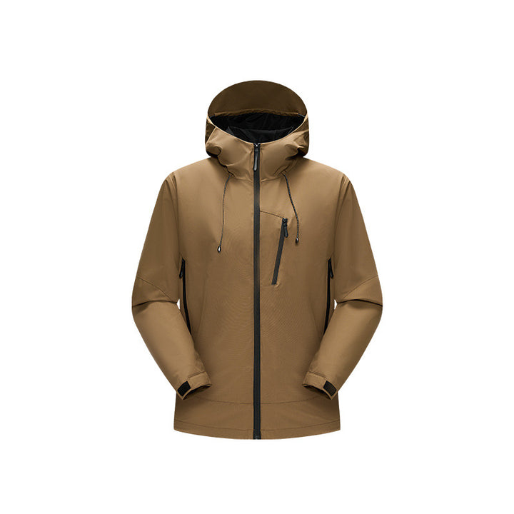 Men's Water-Repellent Softshell Jacket with Adjustable Hood and Slanted Chest Pocket Drune
