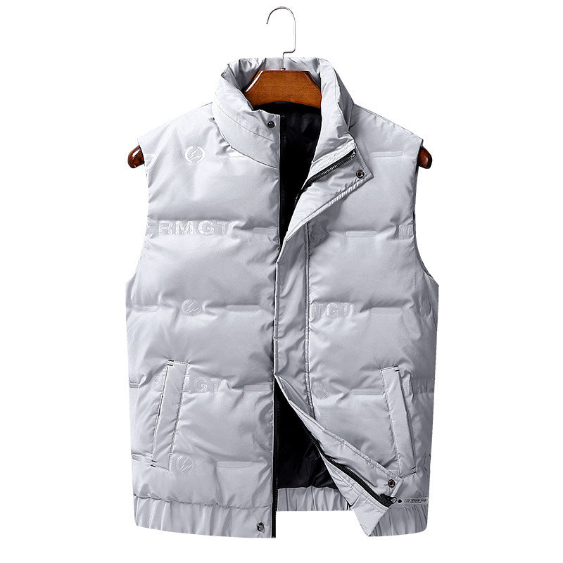 Men's padded quilted vest with high stand collar, windproof shell and concealed zipper Mune Fashion
