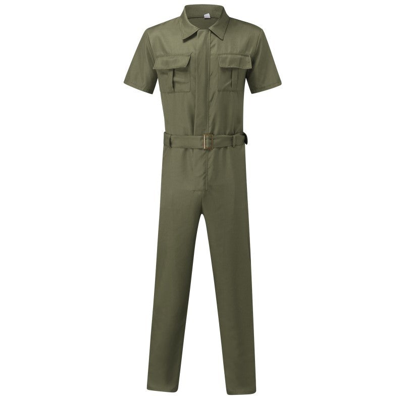 Men's short-sleeve work overall with waist belt and chest pockets Mune Fashion