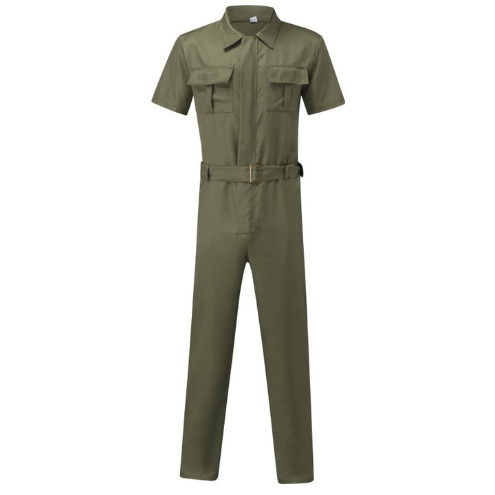 Men's short-sleeve work overall with waist belt and chest pockets Mune Fashion