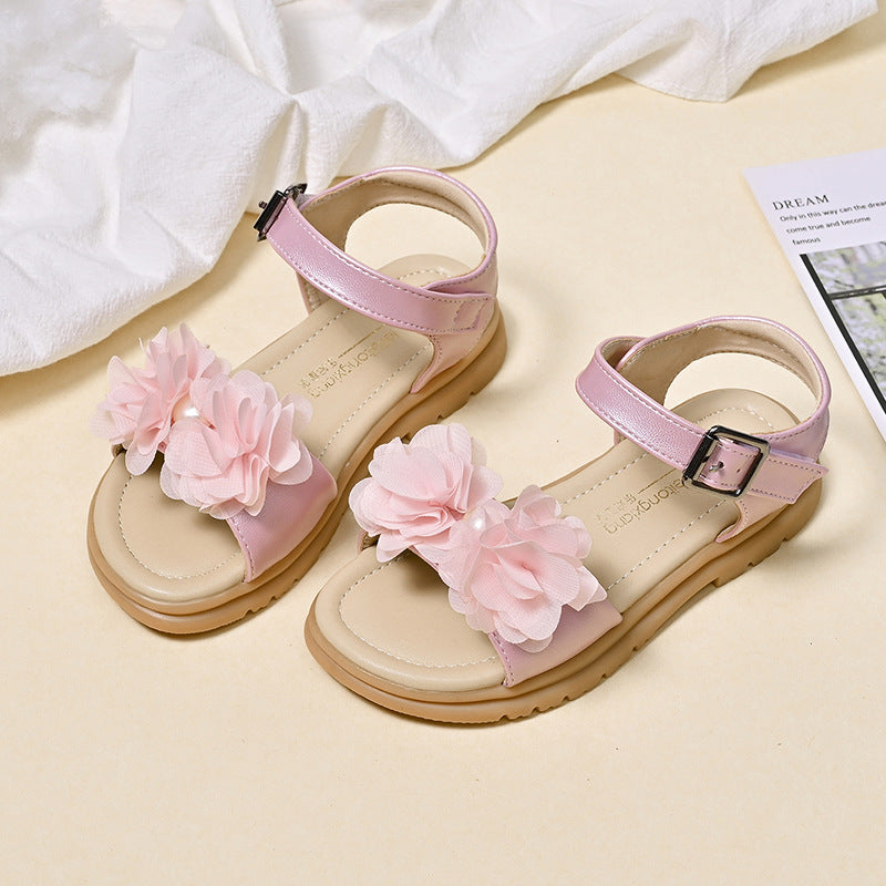 Girls Summer Sandals with Floral Applications Mune Fashion