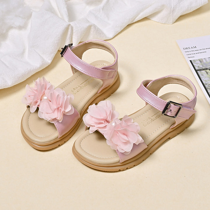 Girls Summer Sandals with Floral Applications Mune Fashion
