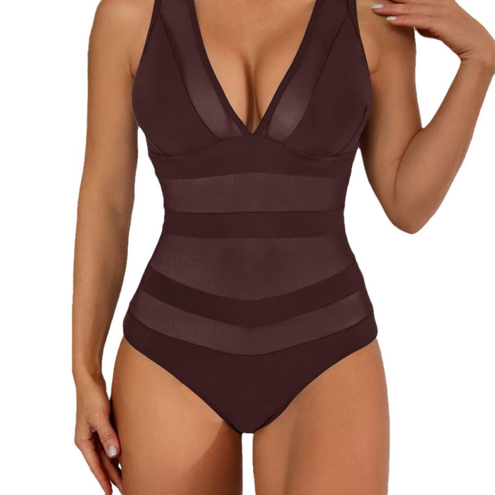Women's swimwear with a stylish V-neck and transparent mesh insert Mune Fashion