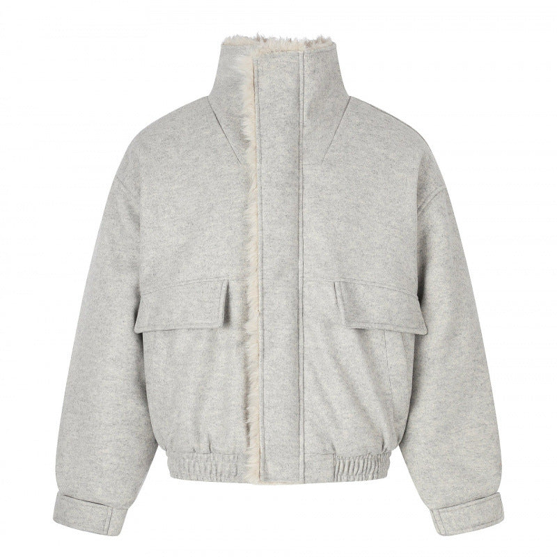 Ladies Short Wool Blend Flight Style Blouson with Teddy Lining and Patch Pockets Mune Fashion